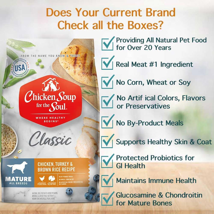 Chicken Soup for the Soul Mature Recipe with Chicken, Turkey & Brown Rice Dry Dog Food