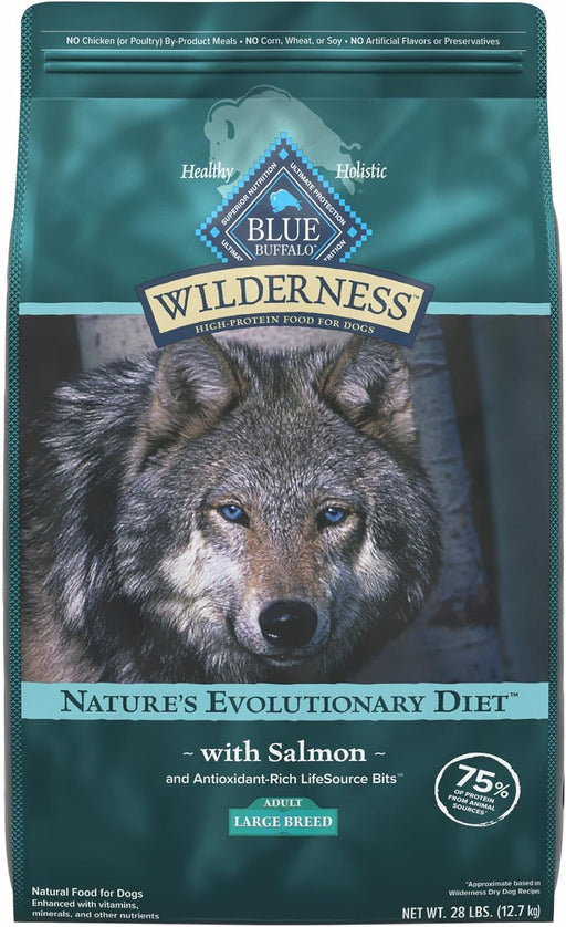 Blue Buffalo Wilderness Large Breed Adult High Protein Natural Salmon & Wholesome Grains Dry Dog Food, 28-lb bag