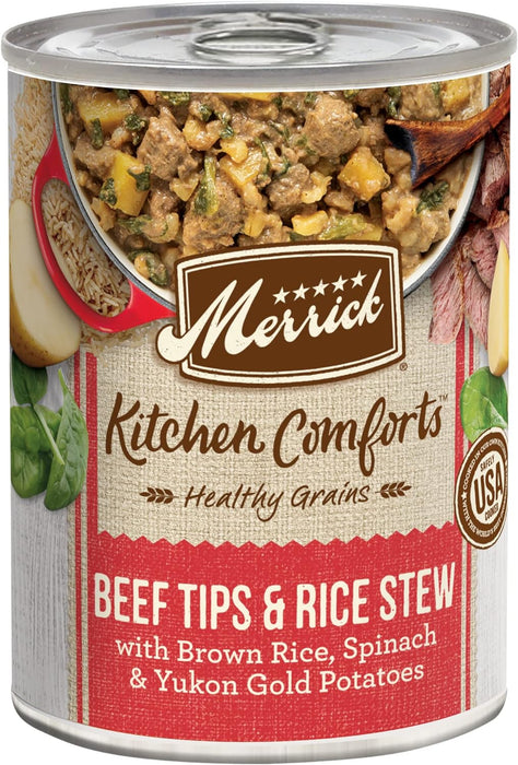 Merrick Kitchen Comforts Beef & Brown Rice Wet Dog Food, 12.7-oz can, case of 12