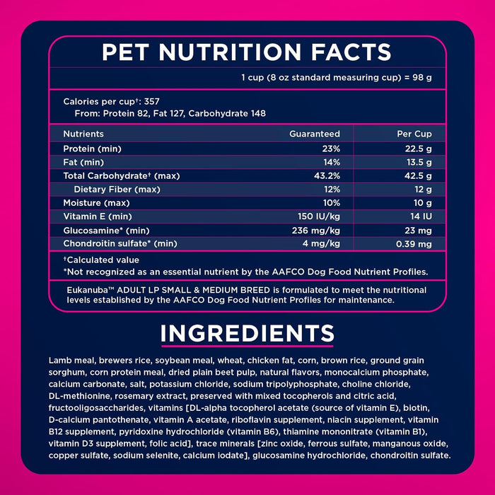 Eukanuba Adult Small & Medium Breed Lamb Meal Dry Dog Food
