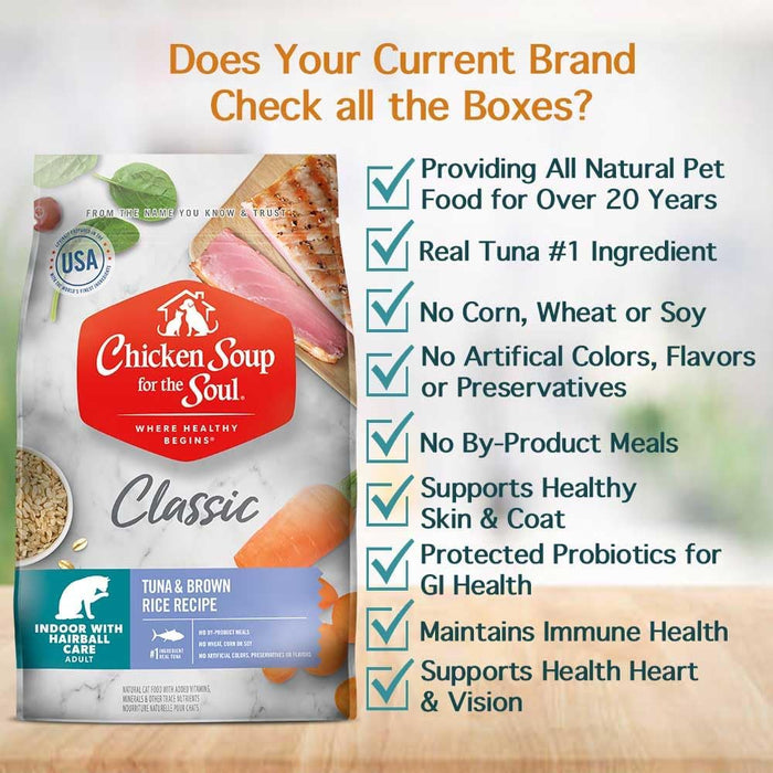 Chicken Soup for the Soul Indoor Recipe with Tuna & Brown Rice Dry Cat Food