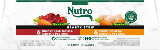 Nutro Hearty Stew Chicken & Beef Wet Dog Food Variety Pack, 12.5-oz, 12 Count