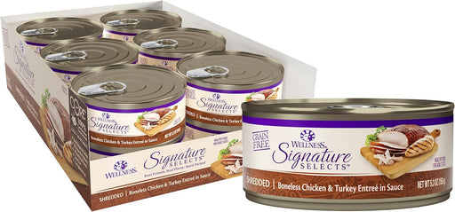 Wellness Signature Selects Grain-Free Shredded White Meat Chicken & Turkey Entrée in Sauce Wet Cat Food