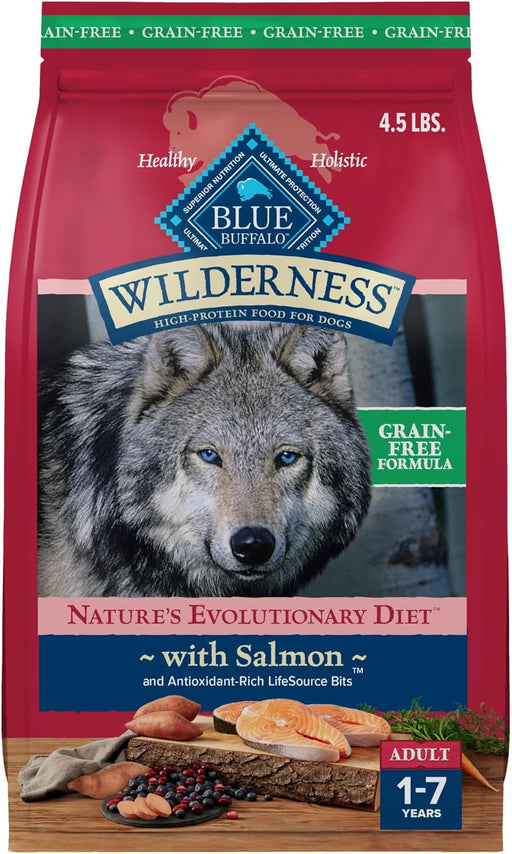 Blue Buffalo Wilderness Salmon Recipe Adult High-Protein Grain-Free Dry Dog Food