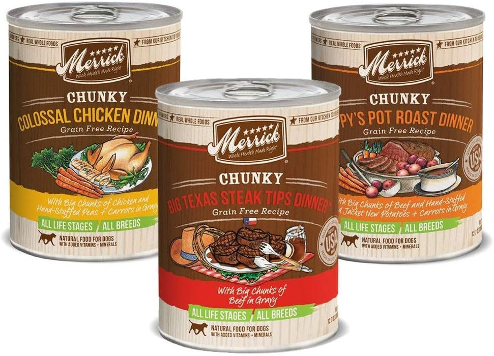 Merrick Chunky Recipes Grain-Free Wet Dog Food Variety Pack