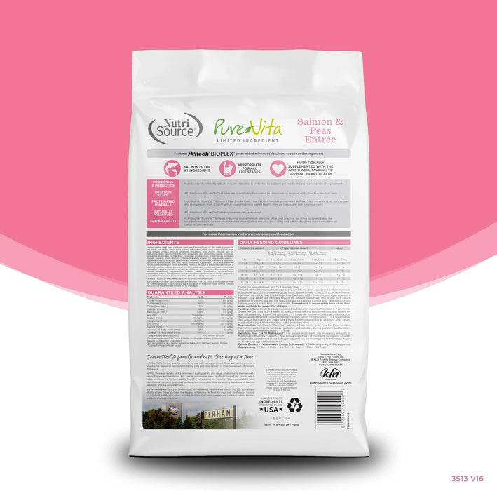 NutriSource PureVita Grain-Free Salmon & Peas Dry Cat Food
