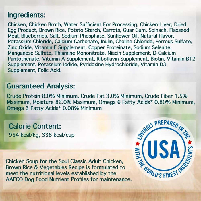 Chicken Soup for the Soul Adult Chicken, Brown Rice & Vegetables Cuts in Gravy Wet Dog Food