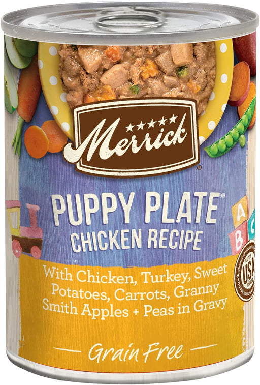 Merrick Grain-Free Wet Puppy Food Puppy Plate Chicken Recipe (Pack of 12) 12.7 oz. Cans