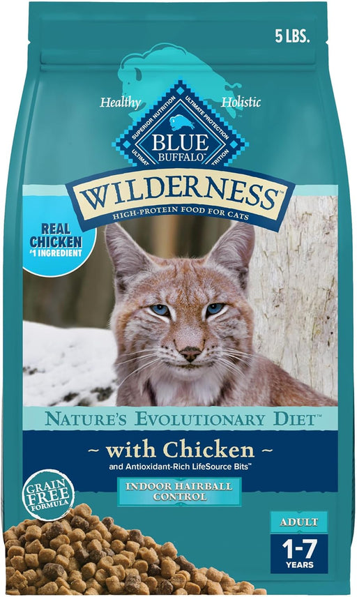 Blue Buffalo Wilderness Chicken Recipe Indoor Hairball Control Grain-Free Dry Cat Food