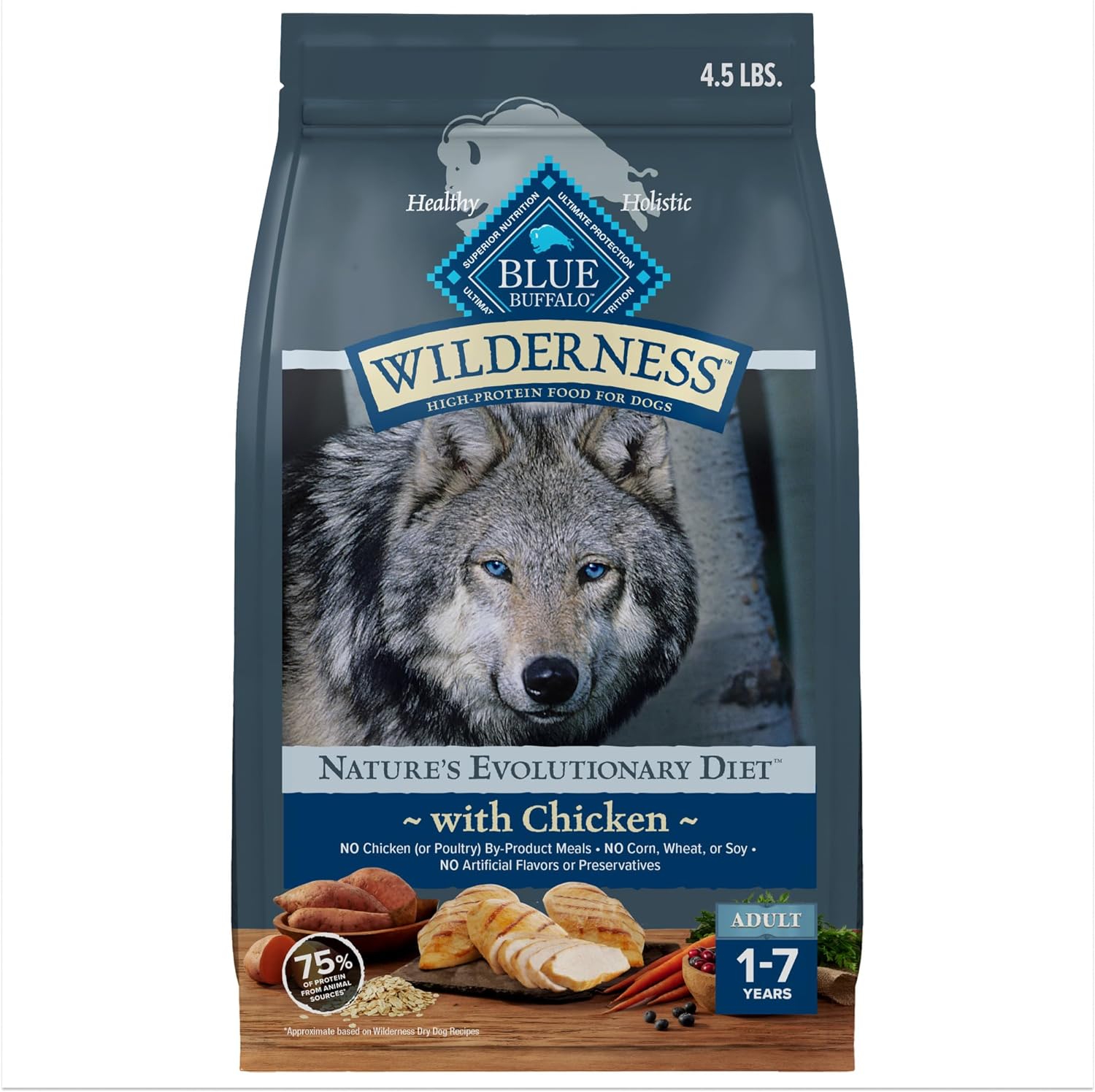 Blue Buffalo Wilderness Adult High Protein Natural Chicken & Wholesome Grains Dry Dog Food