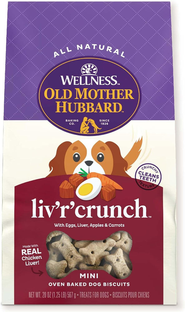 Old Mother Hubbard by Wellness Classic Liv'R'Crunch Natural Mini Oven-Baked Biscuits Dog Treats, 20-oz bag