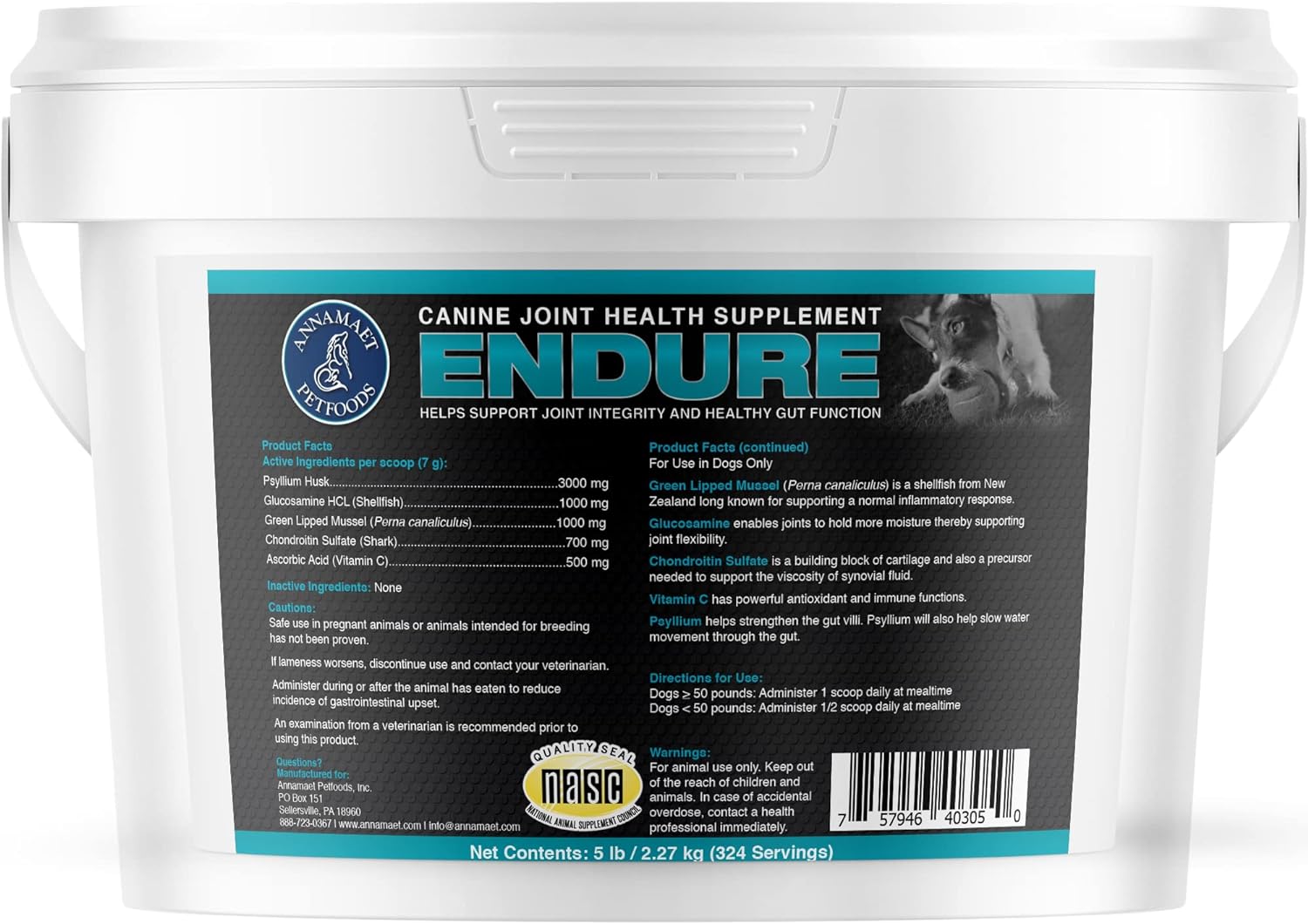 Annamaet Endure Hip & Joint Dog Powder Supplement