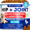Artullano Glucosamine + Hemp Hip & Joint Soft Chews for Dogs, 120 Count