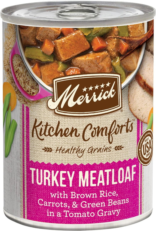 Merrick Kitchen Comforts Healthy Grains Turkey Meatloaf with Brown Rice Wet Dog Food, 12.7-oz can, case of 12