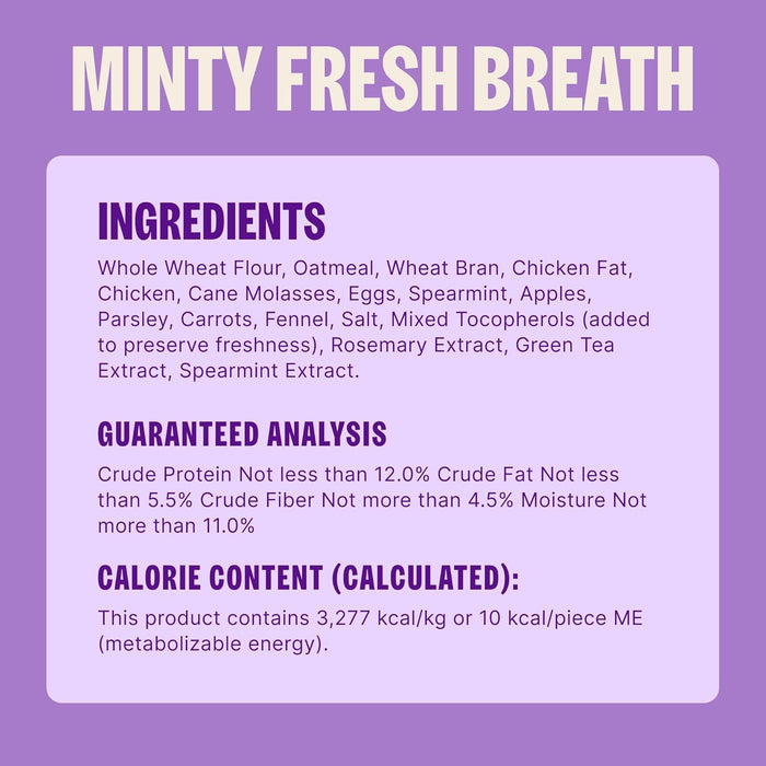 Old Mother Hubbard by Wellness Mother's Solutions Minty Fresh Breath Natural Oven-Baked Biscuits Dog Treats