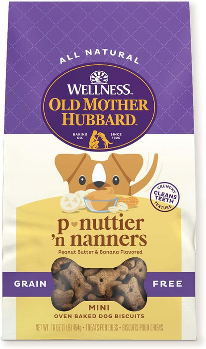 Old Mother Hubbard by Wellness Classic P-Nuttier 'N Nanners Grain-Free Mini Oven-Baked Biscuits Dog Treats