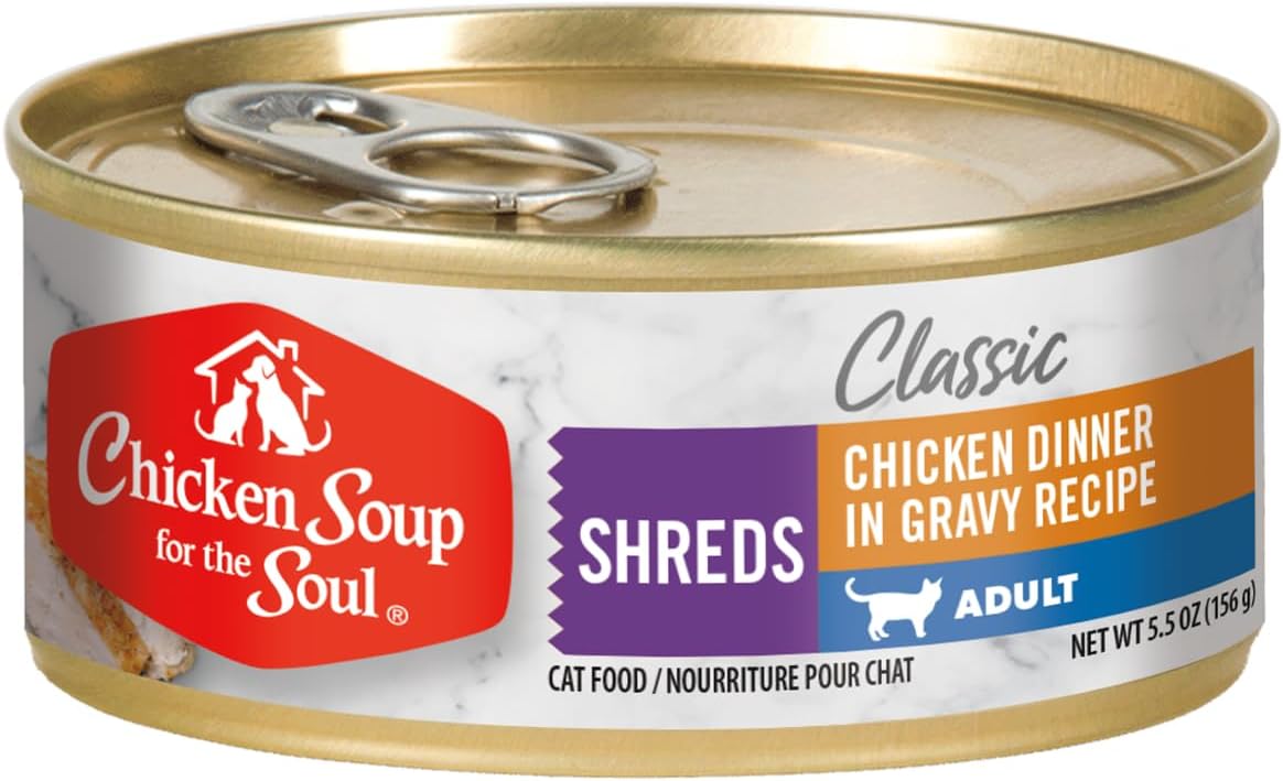 Chicken Soup for the Soul Chicken Dinner in Gravy Recipe Shreds Wet Cat Food