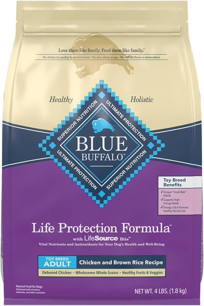 Blue Buffalo Life Protection Formula Toy Breed Adult Chicken & Brown Rice Recipe Dry Dog Food, 4-lb bag