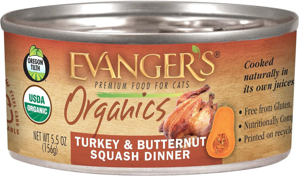 Evanger's Organics Turkey & Butternut Squash Dinner Canned Cat Food