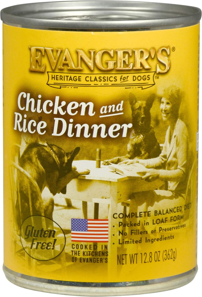 Evangers Classic Chicken and Rice Dinner Canned Dog Food 12, 12.5-oz Cans