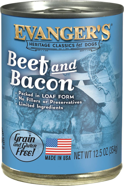 Evanger's Classic Recipes Beef & Bacon Grain-Free Canned Dog Food, 12.5-oz, case of 12