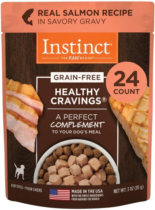 Instinct Healthy Cravings Real Salmon Recipe in Savory Gravy Grain-Free Wet Dog Food Topper,  3 Ounce (Pack of 24)