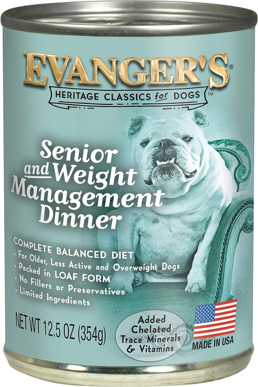 Evanger's Classic Recipes Senior & Weight Management Dinner Canned Dog Food, 12.5-oz, case of 12