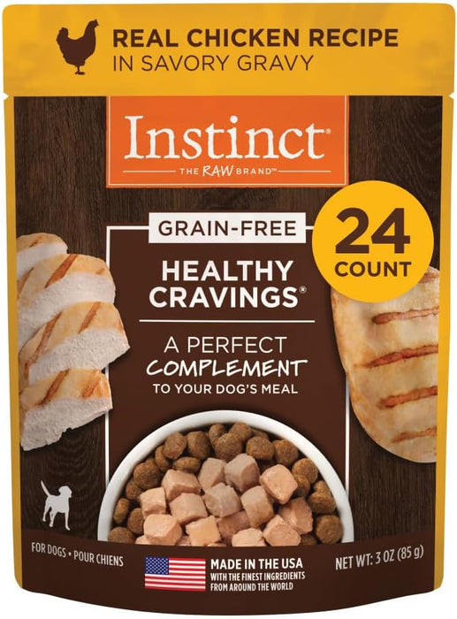 Instinct Healthy Cravings Real Chicken Recipe in Savory Gravy Grain-Free Wet Dog Food Topper, 3 oz. Pouches (Case of 24)