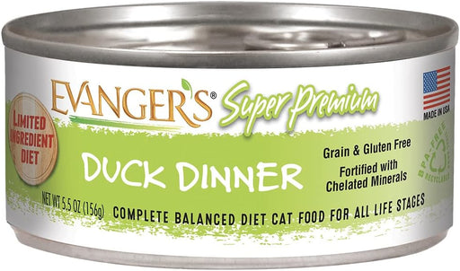 Evanger's Super Premium Duck Dinner Grain-Free Canned Cat Food, 5.5-oz, case of 24