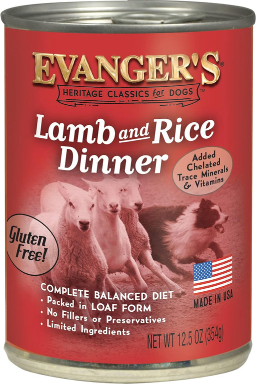 Evanger's Classic Recipes Lamb & Rice Dinner Canned Dog Food, 12.5-oz, case of 12