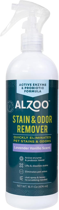 ALZOO Stain & Odor Remover Dog & Cat Deodorizer Spray, Lavender Vanilla