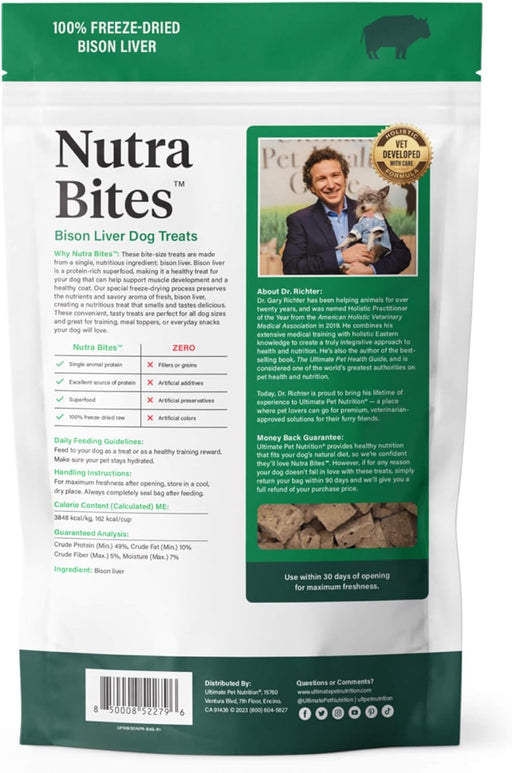 Ultimate Pet Nutrition Nutra Bites Freeze-Dried Raw Bison Liver Dog Treats, 4-oz bag