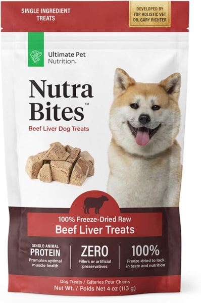 Ultimate Pet Nutrition Nutra Bites Freeze-Dried Raw Beef Liver Dog Treats, 4-oz bag