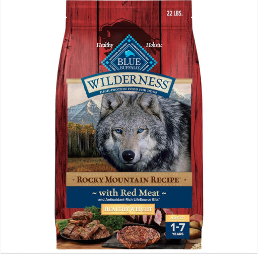 Blue Buffalo Wilderness Red Meat Rocky Mountain Recipe High-Protein Healthy Weight Adult Dry Dog Food