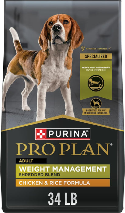 Purina Pro Plan Adult Weight Management Shredded Blend Chicken & Rice Formula Dry Dog Food