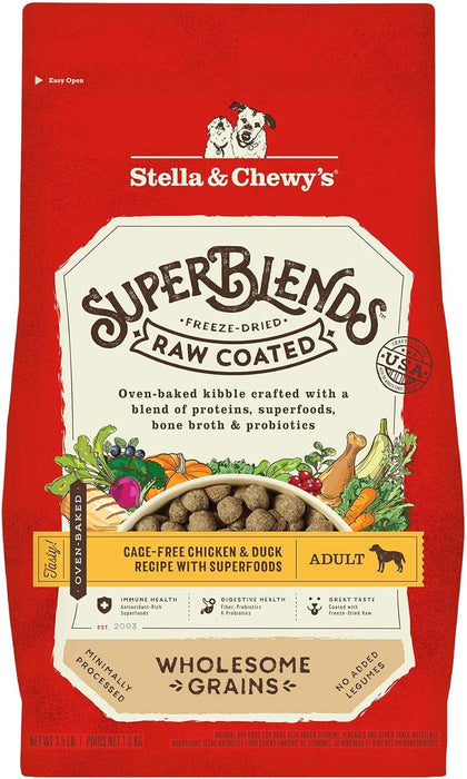 Stella & Chewy's SuperBlends Raw Coated Wholesome Grains Cage-Free Chicken & Duck Recipe with Superfoods Dry Dog Food