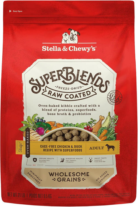 Stella & Chewy's SuperBlends Raw Coated Wholesome Grains Cage-Free Chicken & Duck Recipe with Superfoods Dry Dog Food