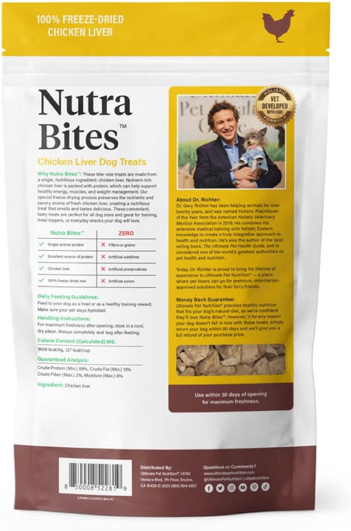 Ultimate Pet Nutrition Nutra Bites Freeze-Dried Raw Chicken Liver Dog Treats, 4-oz bag