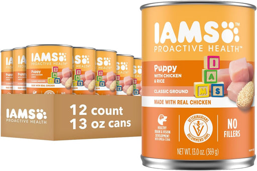 Iams ProActive Health Classic Ground with Chicken & Rice Puppy Canned Wet Dog Food, 13-oz can, case of 12