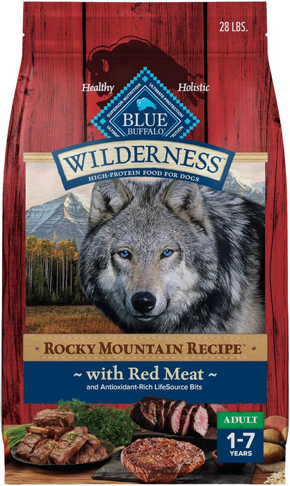 Blue Buffalo Wilderness Red Meat & Grains Rocky Mountain Recipe High-Protein Adult Dry Dog Food