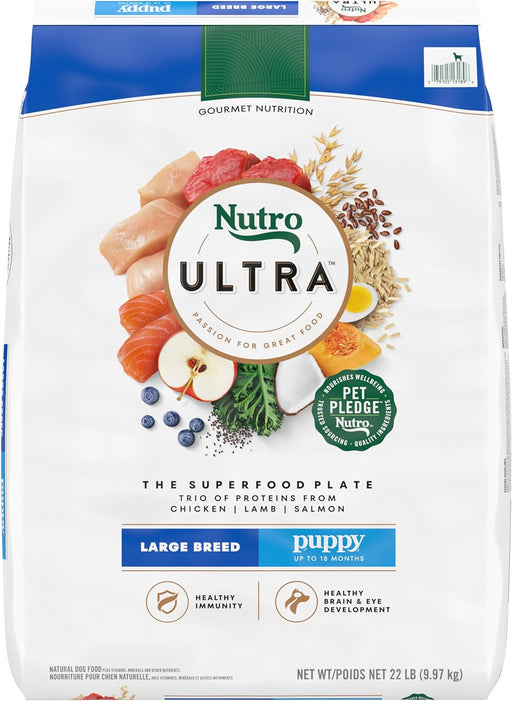 Nutro Ultra Large Breed Puppy Trio of Proteins High Protein Chicken, Lamb & Salmon Dry Dog Food, 22-lb bag