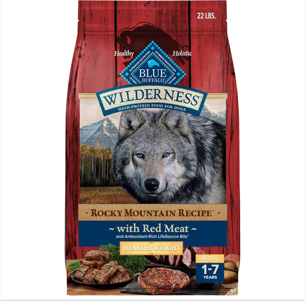 Blue Buffalo Wilderness Red Meat Rocky Mountain Recipe High-Protein Healthy Weight Adult Dry Dog Food