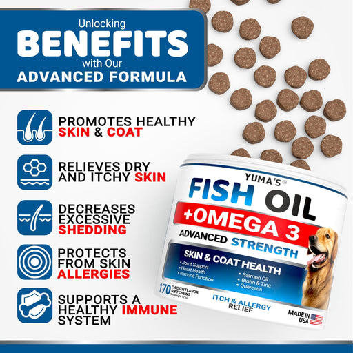 YUMA'S Omega-3 Fish Oil Soft Chews for Dogs, Chicken Flavor, 2-Pack, 340 Count