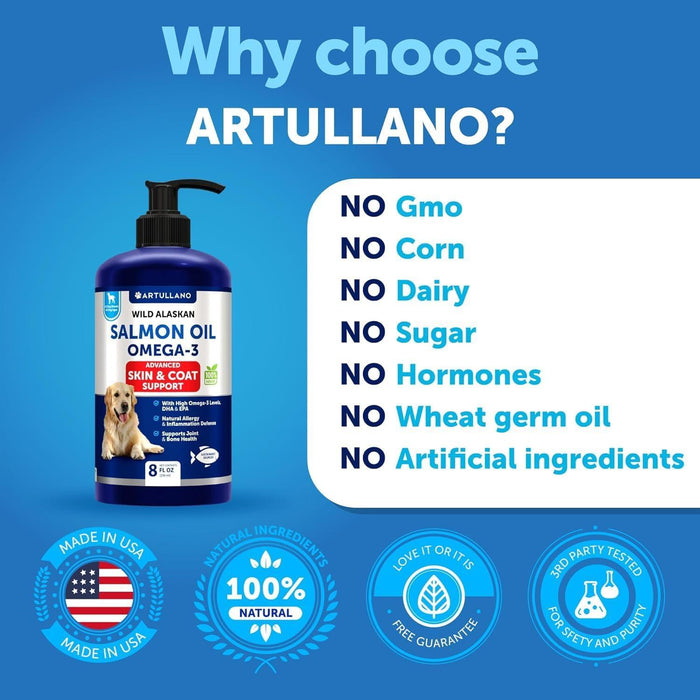 Artullano Wild Alaskan Salmon Oil for Dogs, 8 fl oz