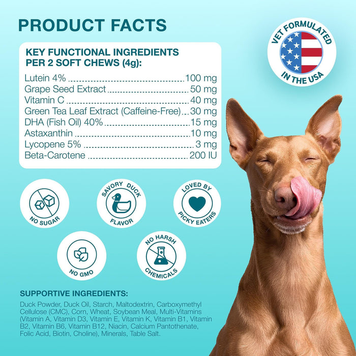 Kinpur Eye Support Soft Chews for Dogs, Duck, 120 Count