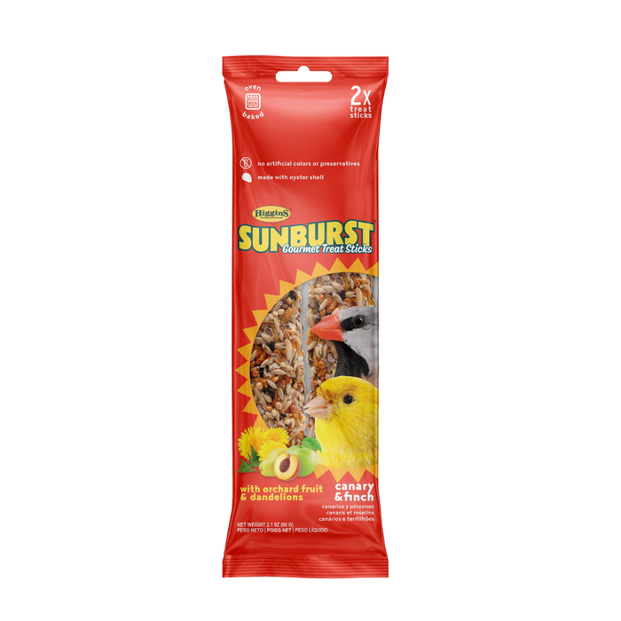Higgins Sunburst Treat Sticks Orchard Fruit & Dandelion Canary / Finch — 2.1 oz