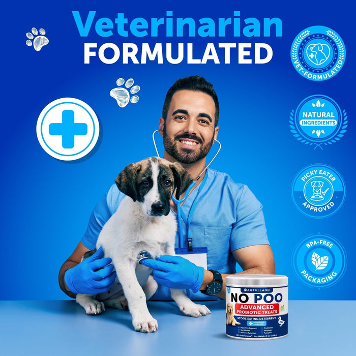 Artullano No Poo Probiotic Soft Chews for Dogs, Duck Flavor, 120 Count