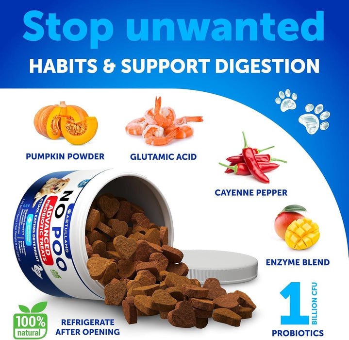 Artullano No Poo Probiotic Soft Chews for Dogs, Duck Flavor, 120 Count