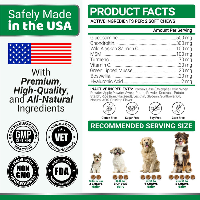 YUMA'S Glucosamine Hip & Joint Soft Chews for Dogs, Chicken Flavor, 2-Pack, 340 Count