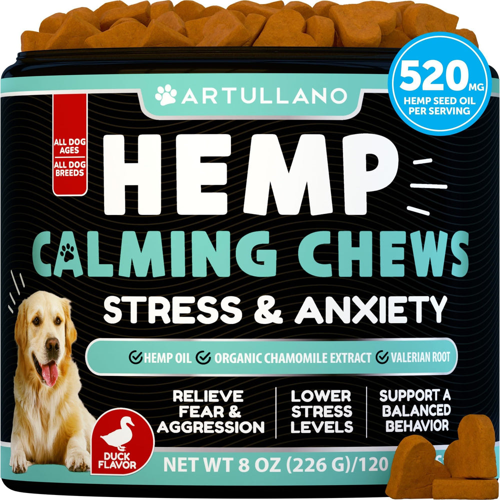 Artullano Hemp Calming Soft Chews for Dogs, Duck Flavor, 120 Count